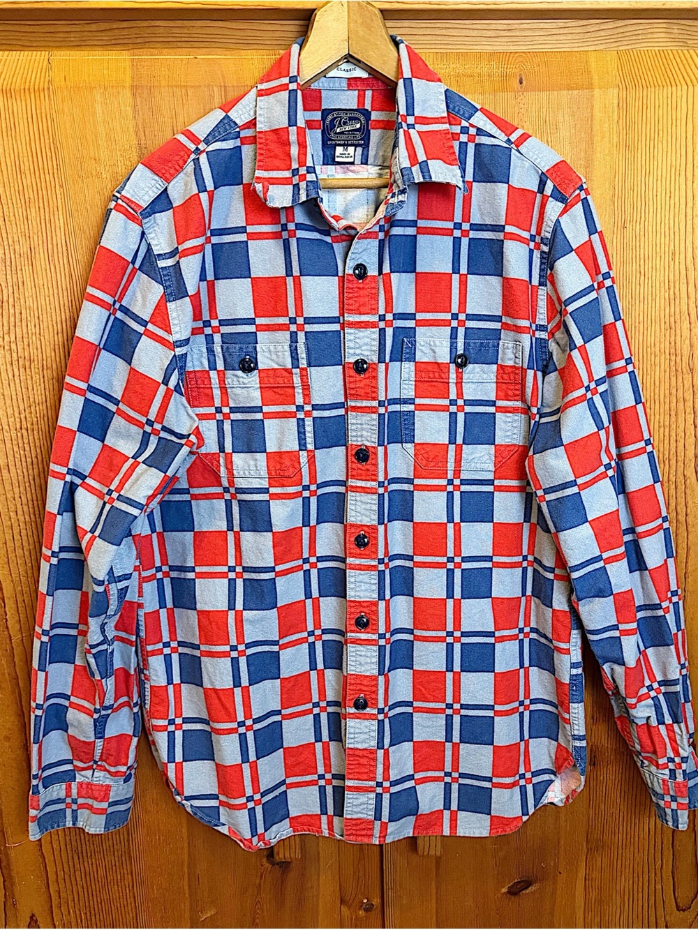 J. Crew Red and Blue Plaid Casual Button-Down Shirt